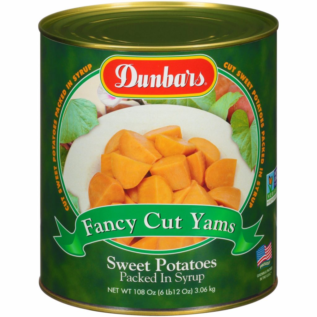 Dunbars Fancy Cut Yams - Sweet Potatoes Packed in Syrup 108 Oz