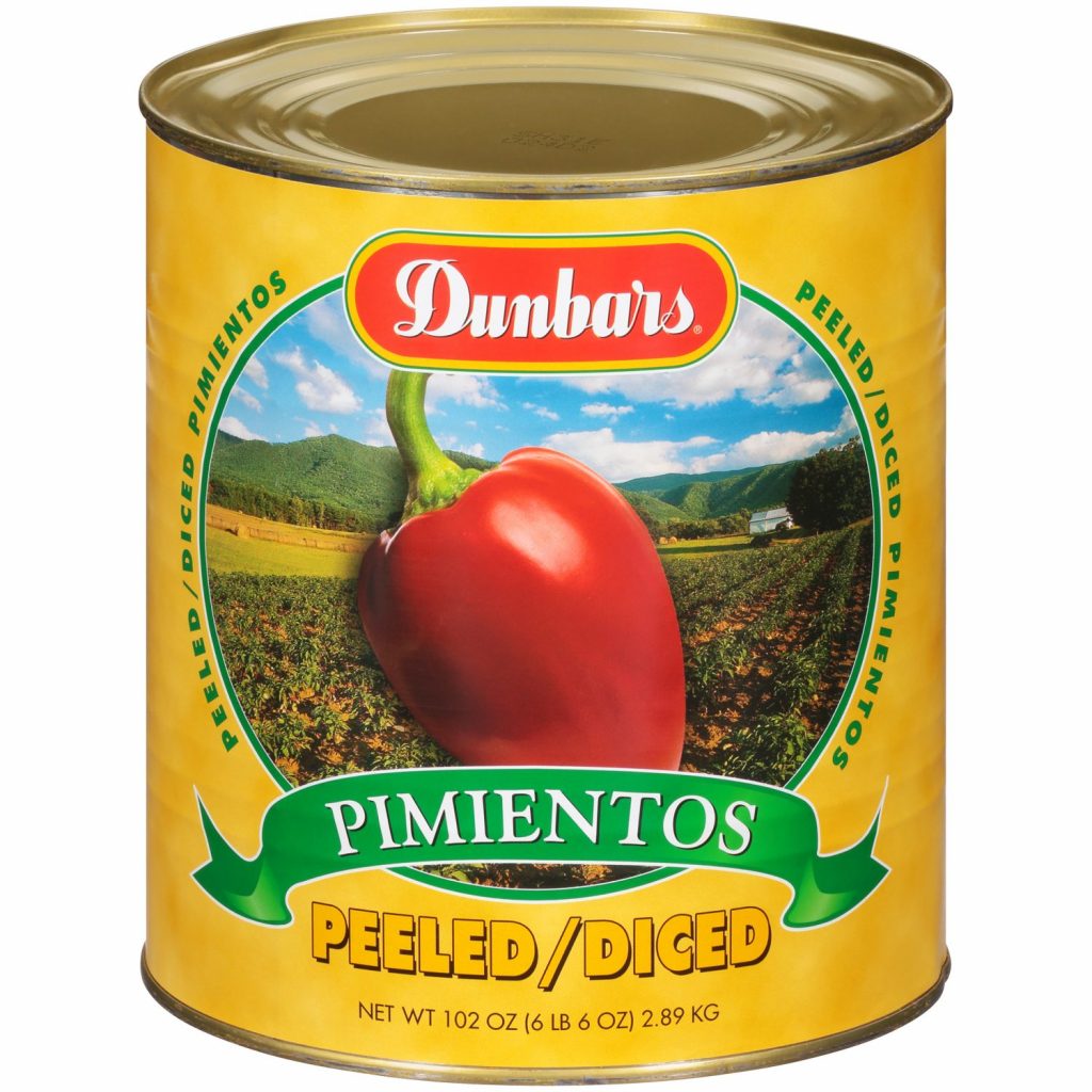 Dunbars Peeled Diced Pimientos 102 Oz