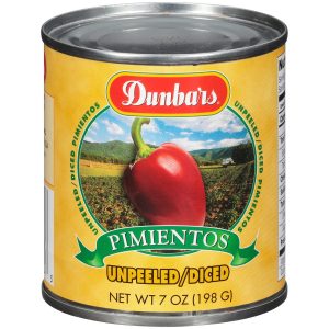 Dunbars Unpeeled Diced Pimientos 7 Oz