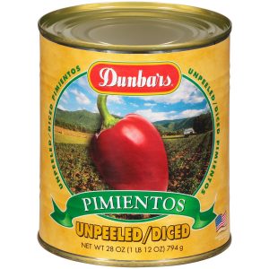 Dunbars Unpeeled Diced Pimientos 28 Oz